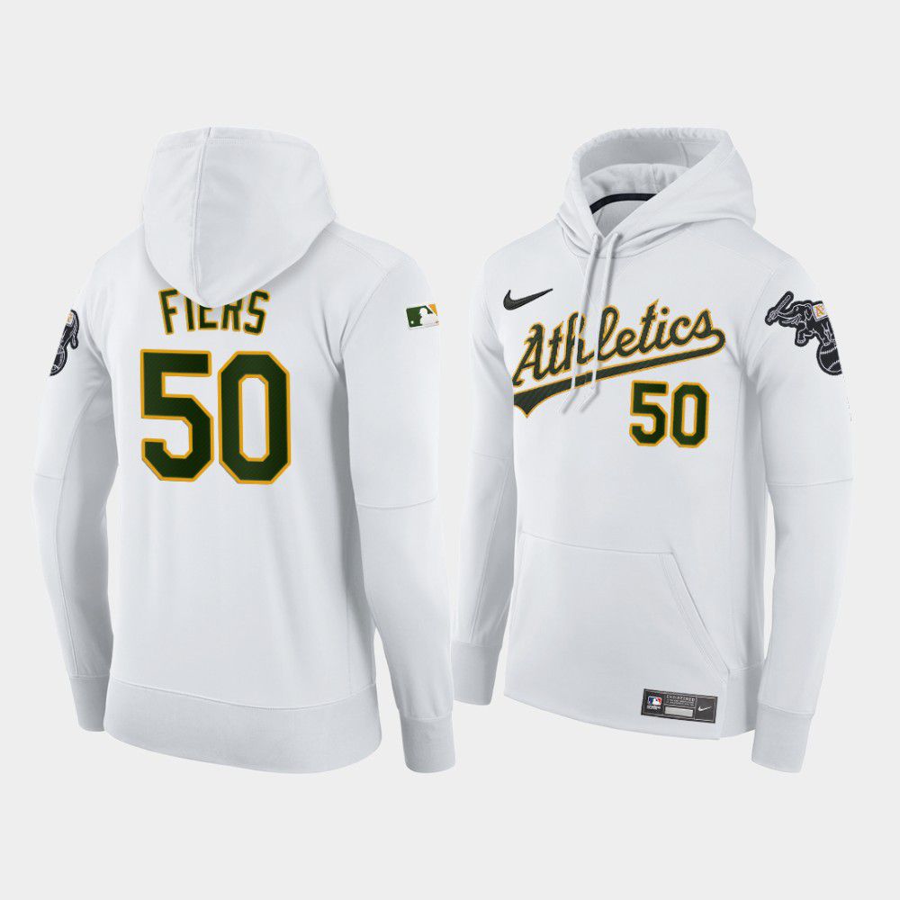 Men Oakland Athletics #50 Fiers white home hoodie 2021 MLB Nike Jerseys->oakland athletics->MLB Jersey